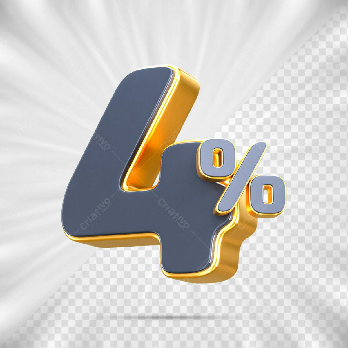 Elemento 3D 4% de Desconto PSD Editável