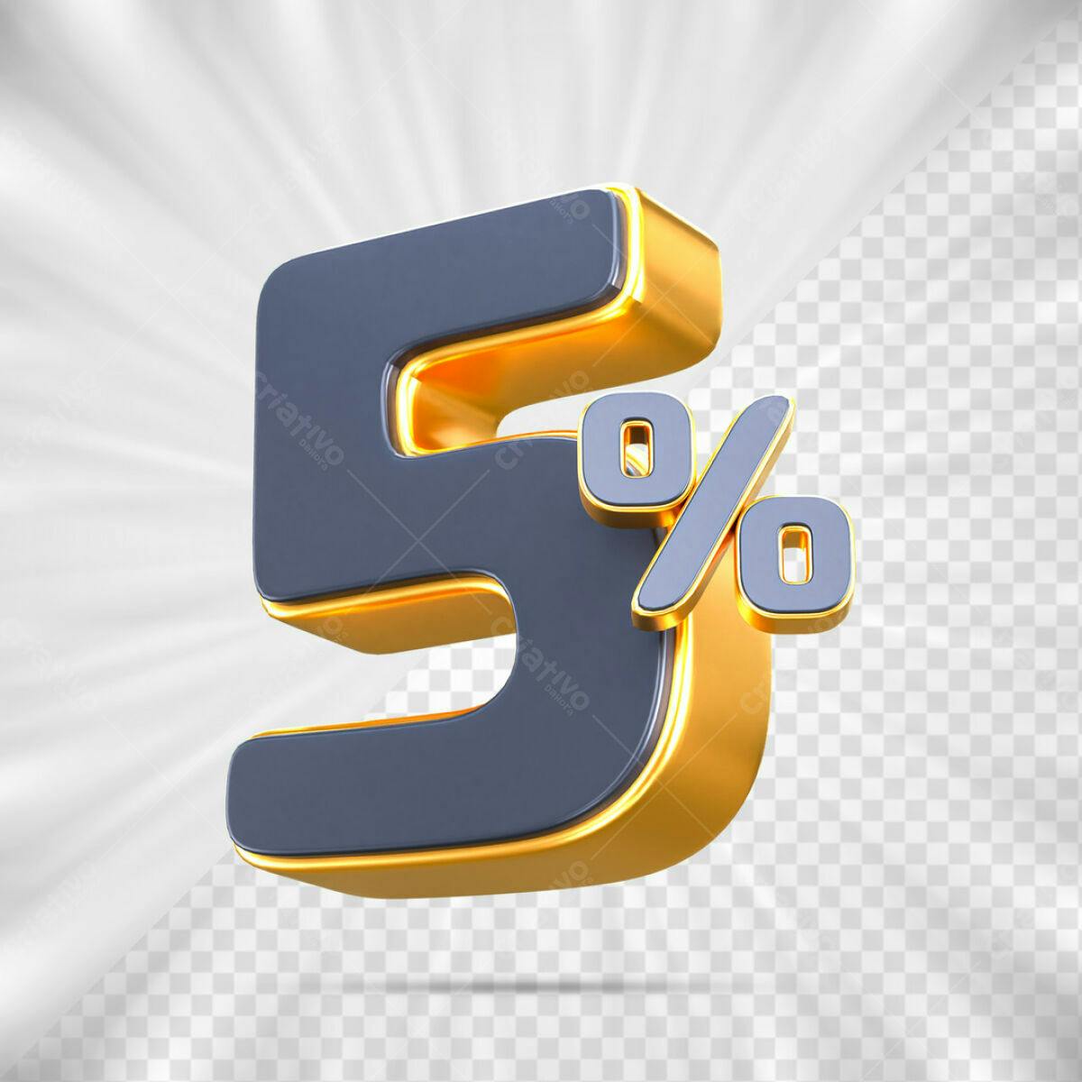 Elemento 3D 5% Desconto PSD Editável