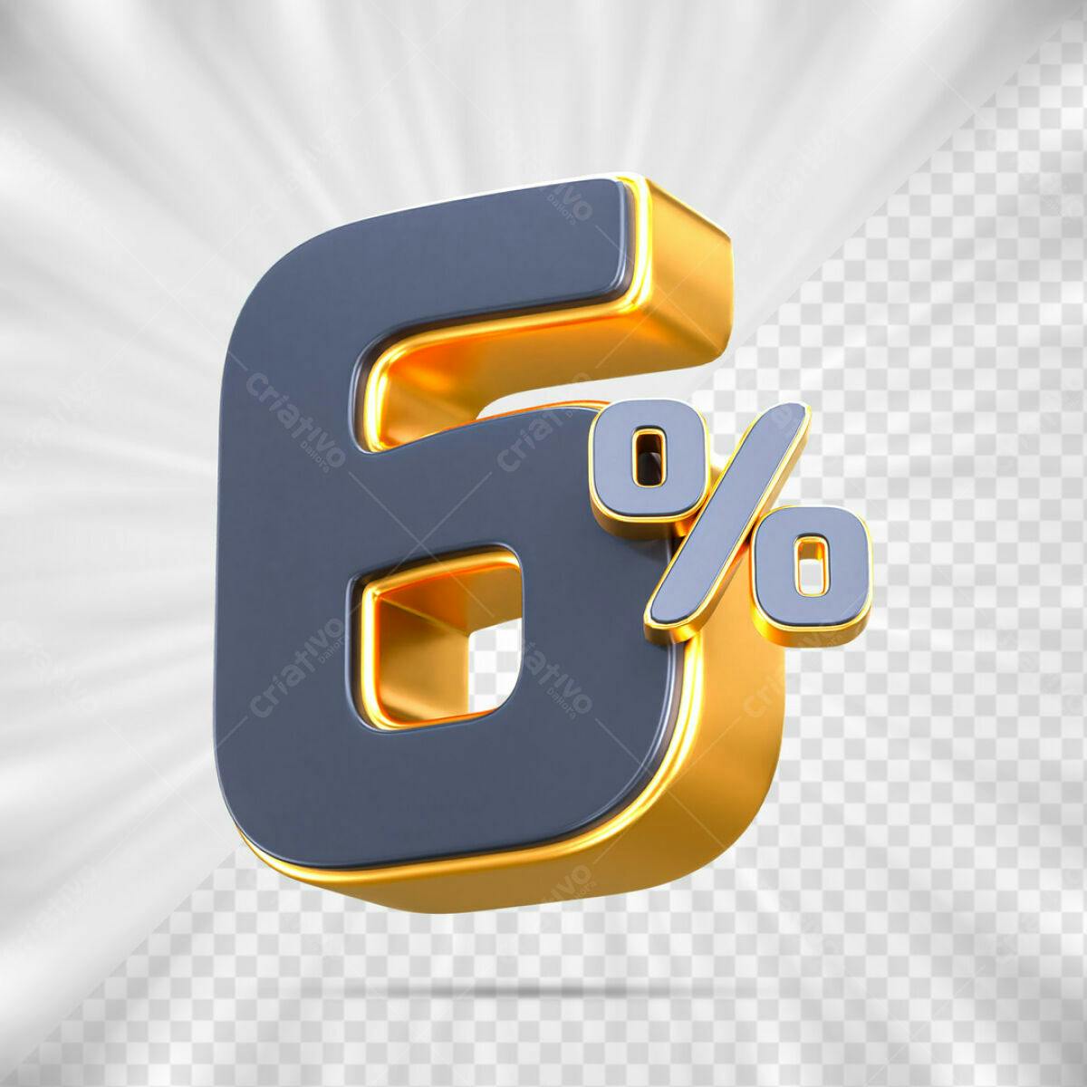 Elemento 3D 6% Desconto PSD Editável