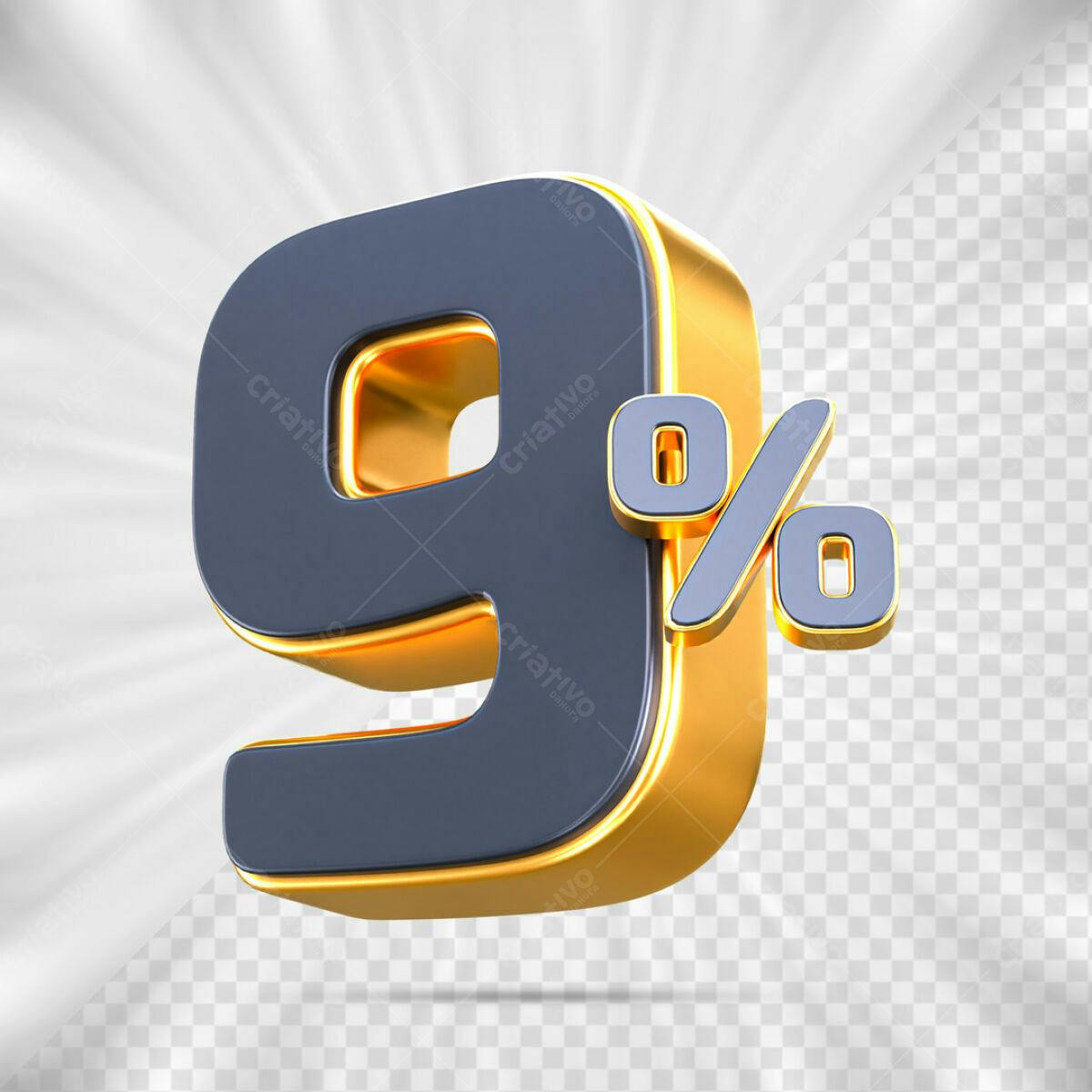 Número 9% Off em PSD Editável para Promoções