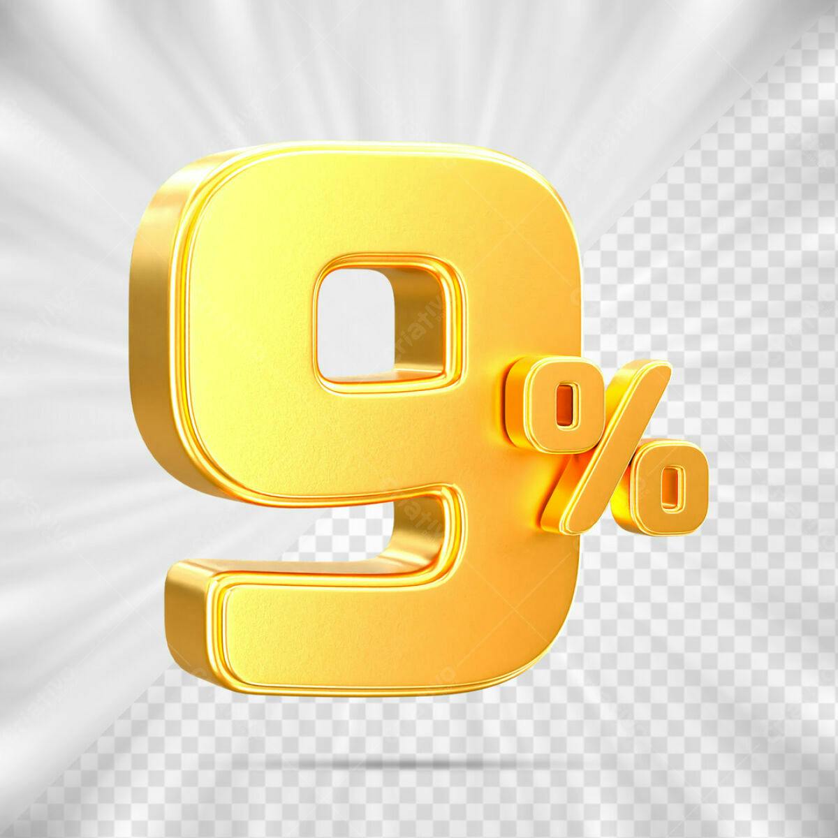 Elemento 9% Desconto Ouro PSD Editável