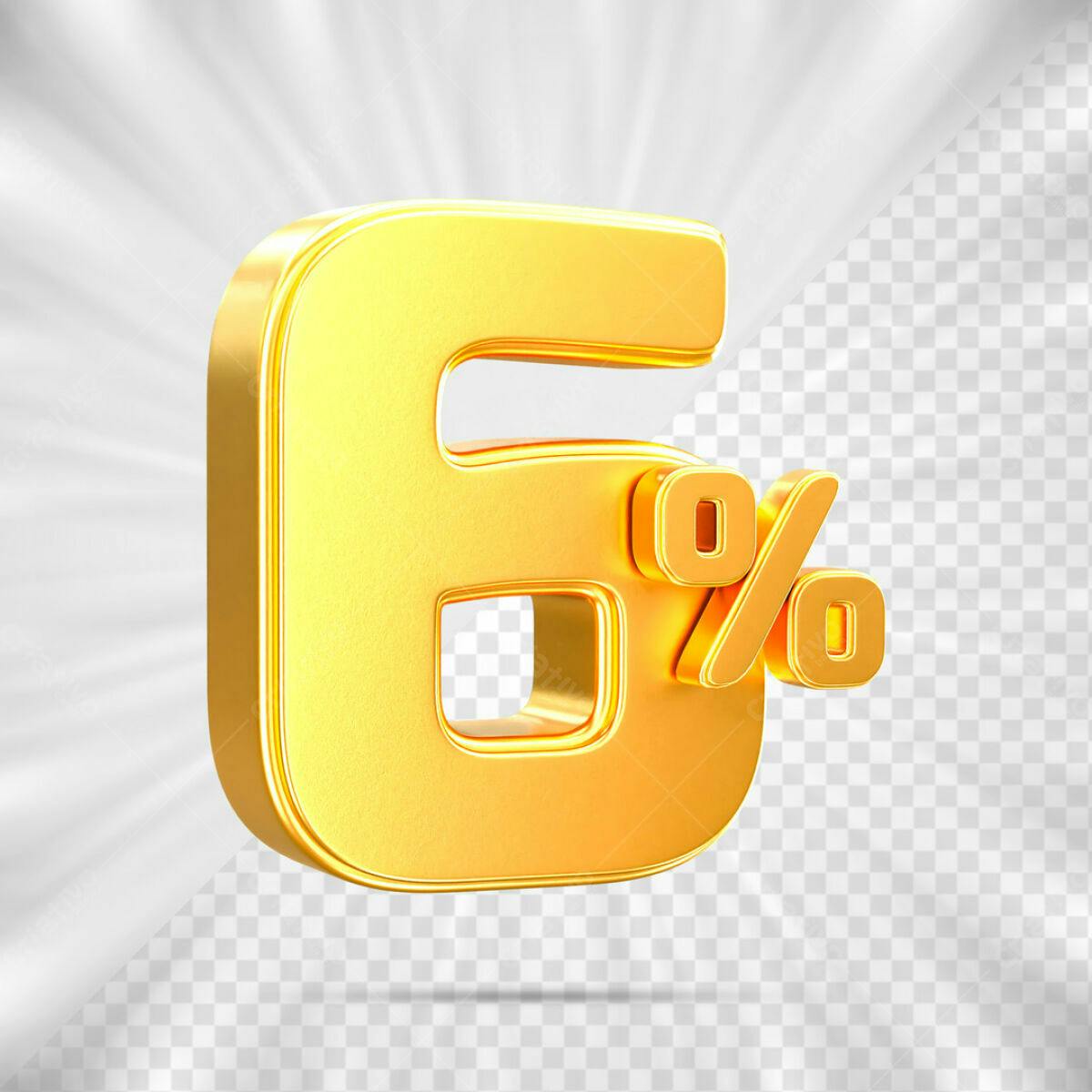 Elemento 6% Desconto Dourado PSD Editável