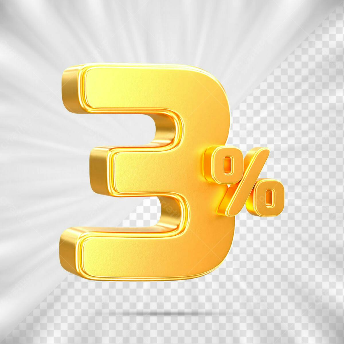 Elemento 3% Desconto em Ouro PSD Editável