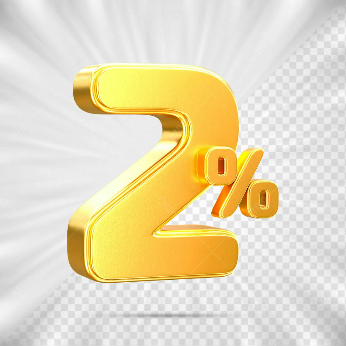 Design de Número 2% em Ouro PSD Editável