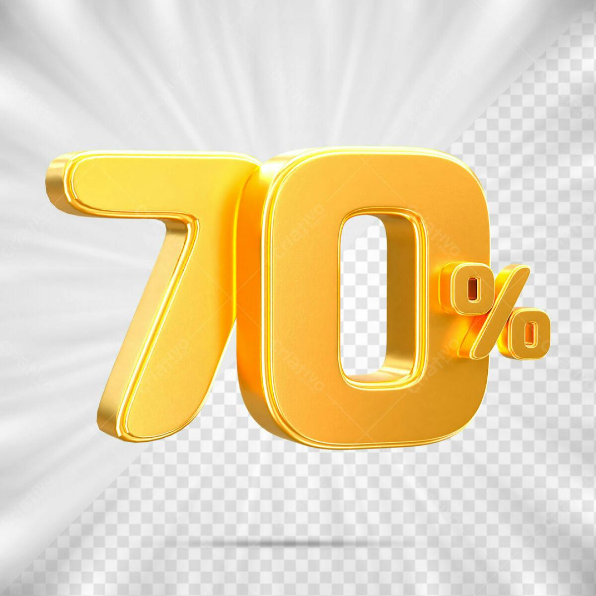 Elemento 70% Desconto em Ouro PSD Editável