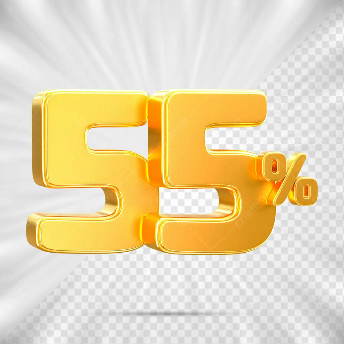 Design de Número 55% em Ouro PSD Editável