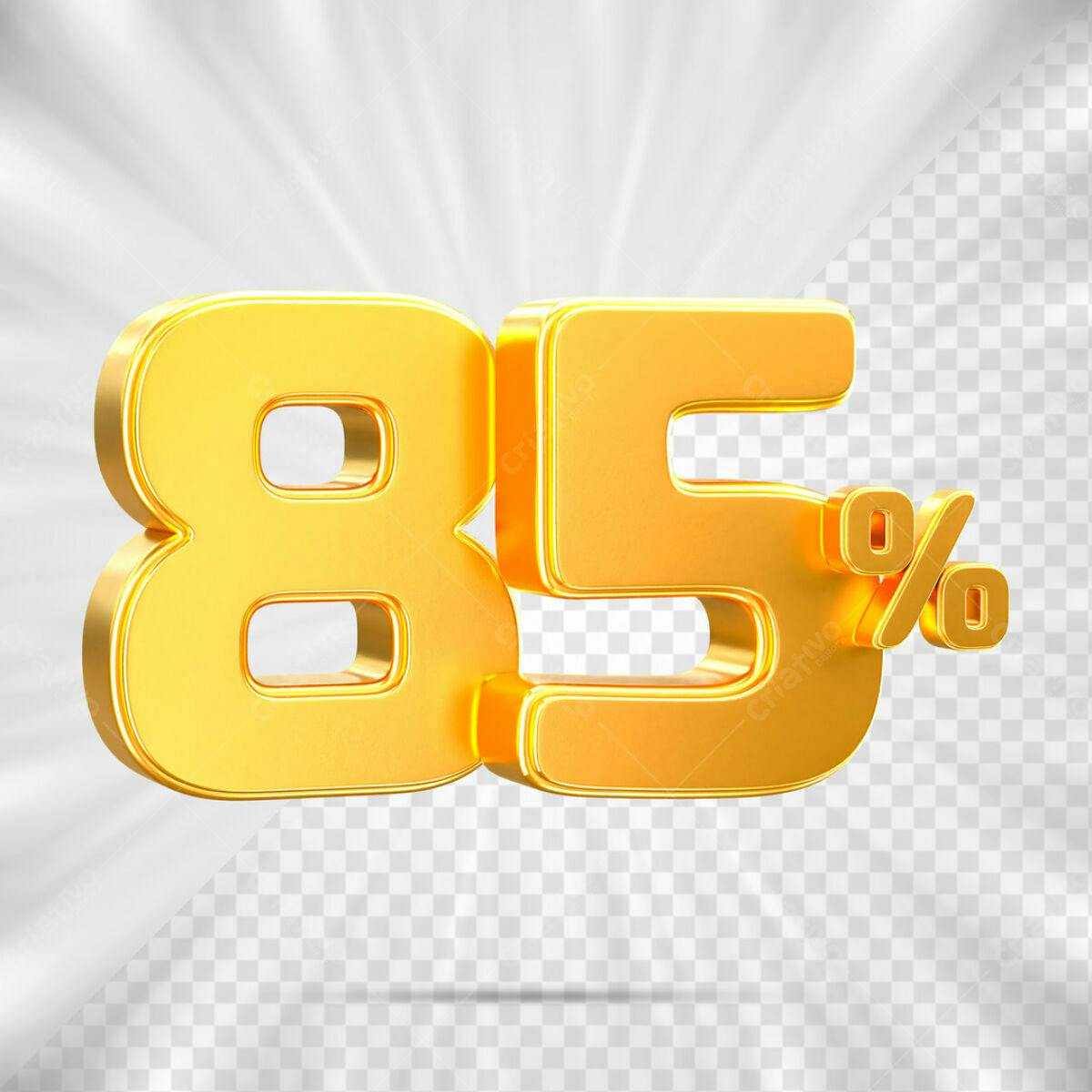 PSD Número 85% Desconto Dourado para Promoções