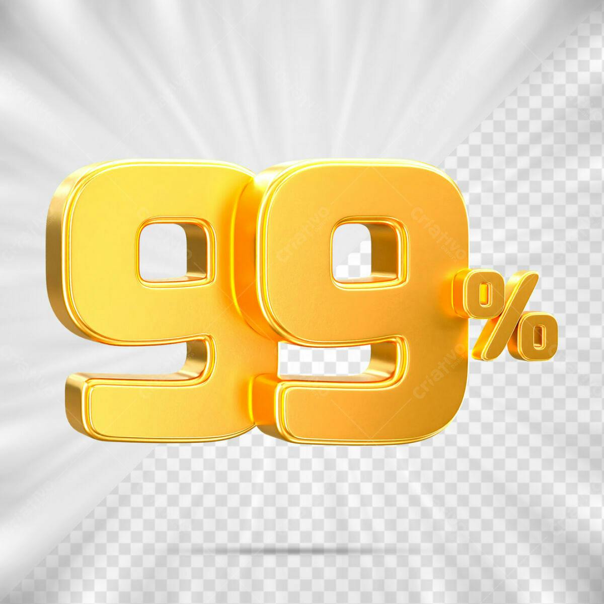 Design de Número 99% em Ouro PSD Editável