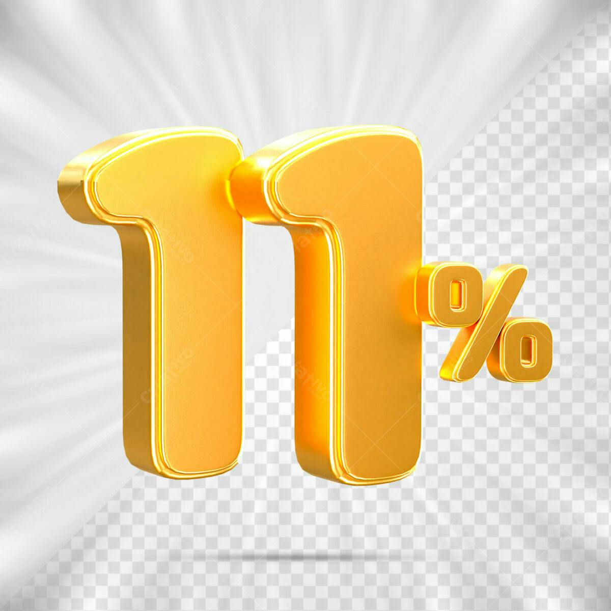 Elemento 3D de 11% de Desconto PSD Editável