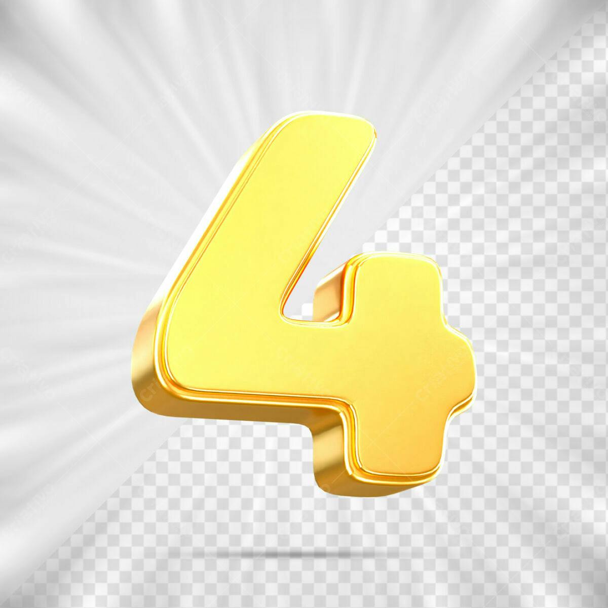 Número 4 em Ouro 3D PSD Editável