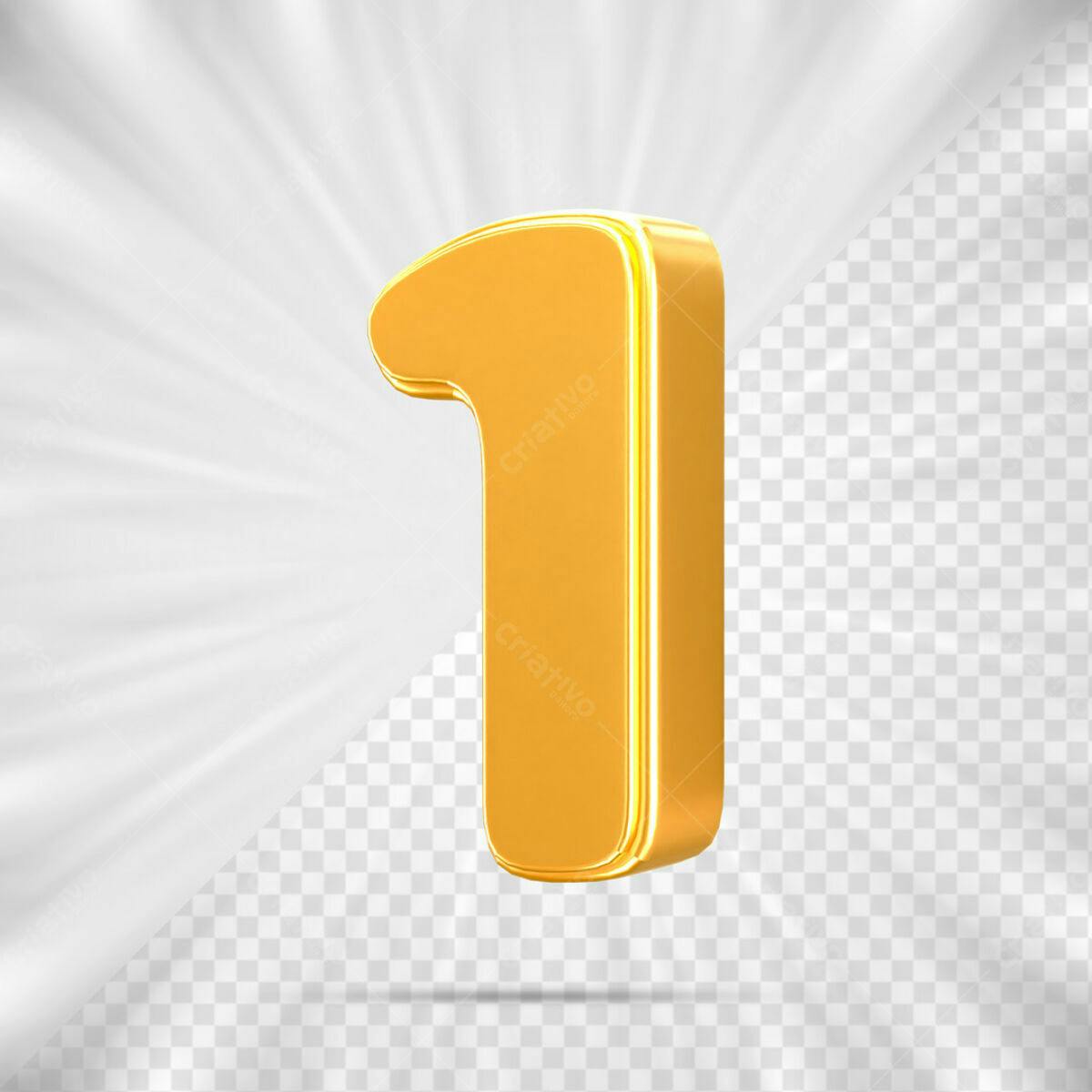 Número 1 Dourado PSD Editável