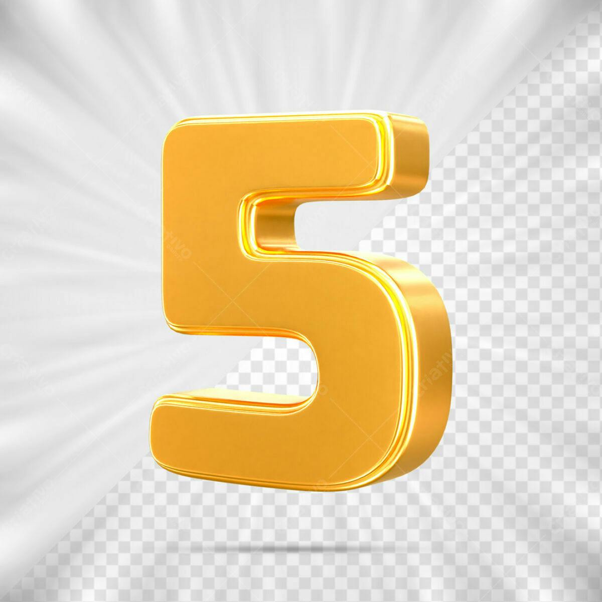 Número Dourado 3D PSD Editável