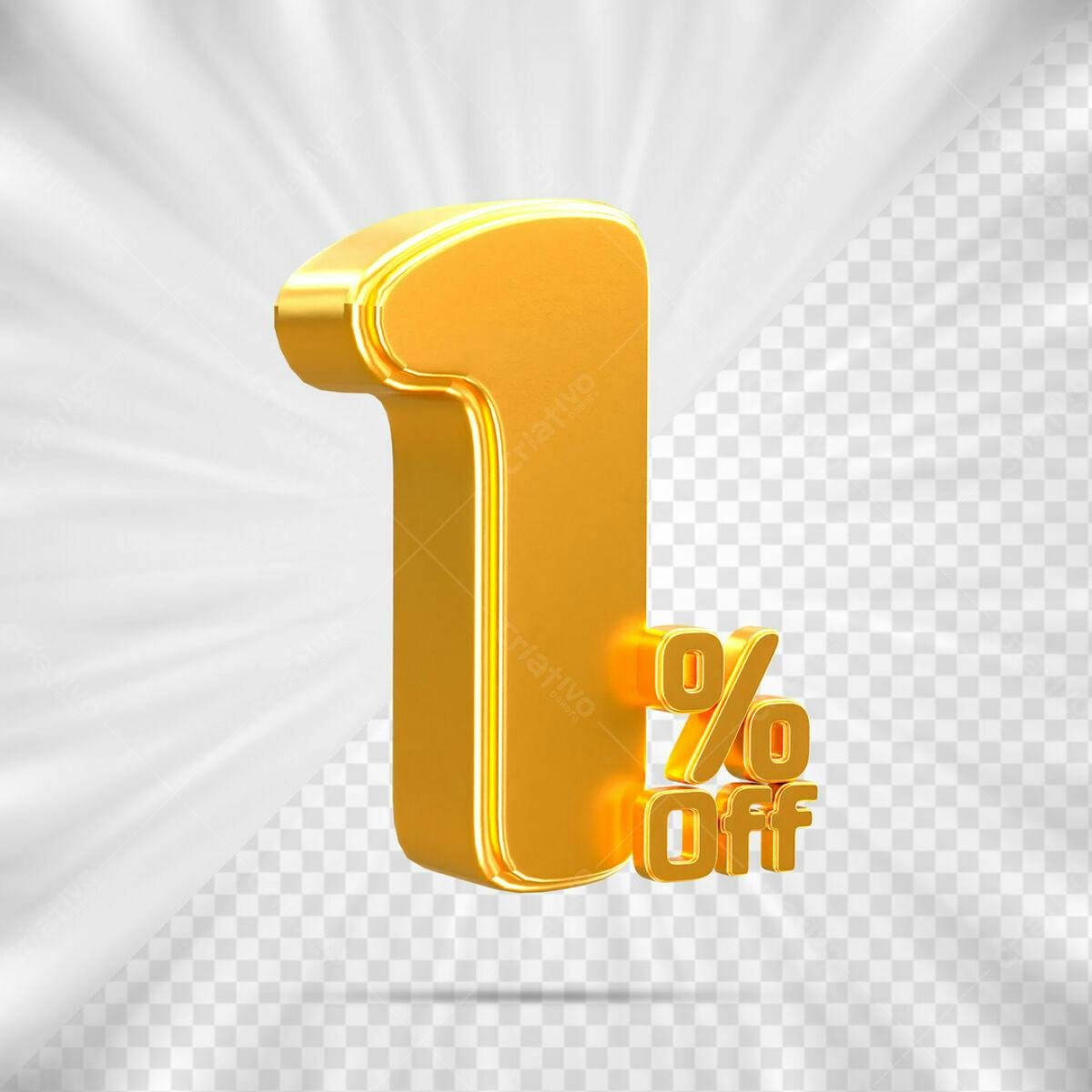 Elemento 3D 1% Off PSD Editável