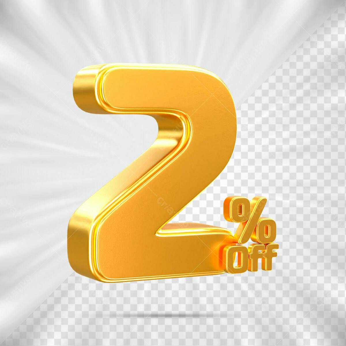 Elemento 2% Off Dourado PSD Editável