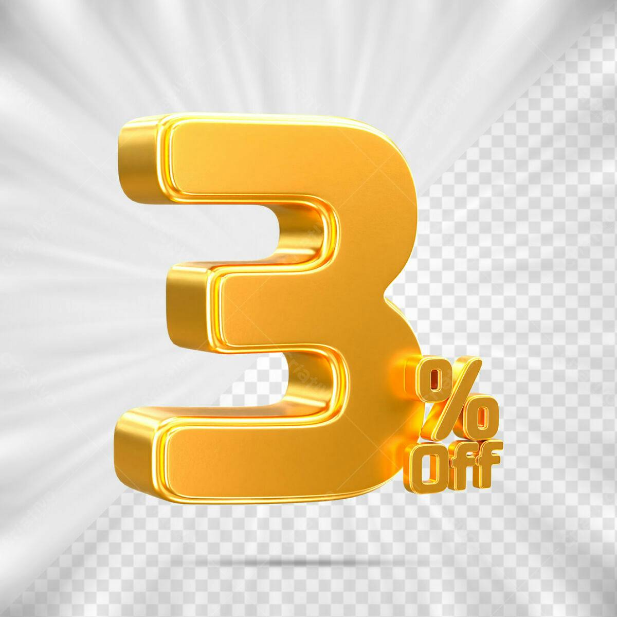 Elemento 3% Off em Ouro PSD Editável