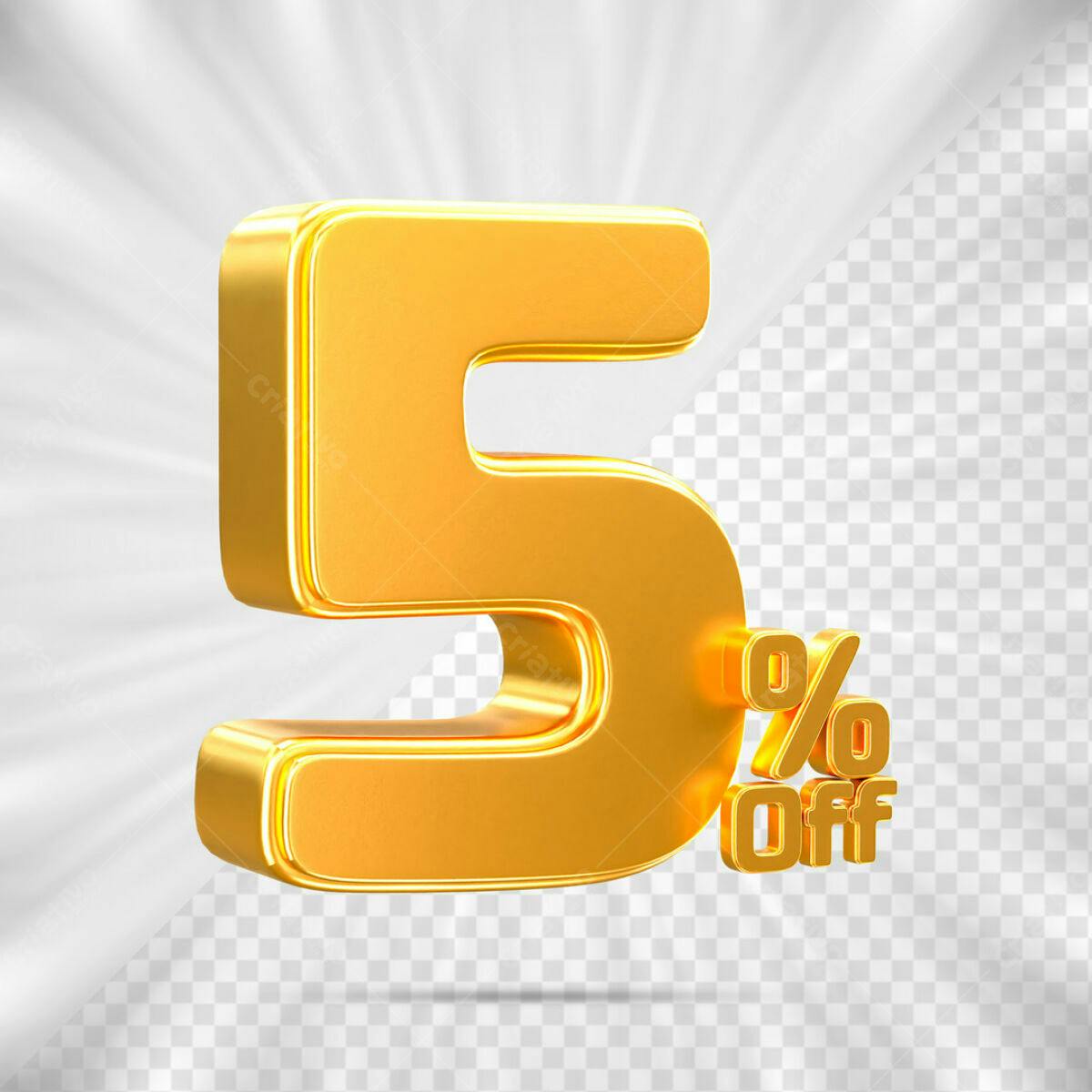 Elemento 3D 5% Off PSD Editável