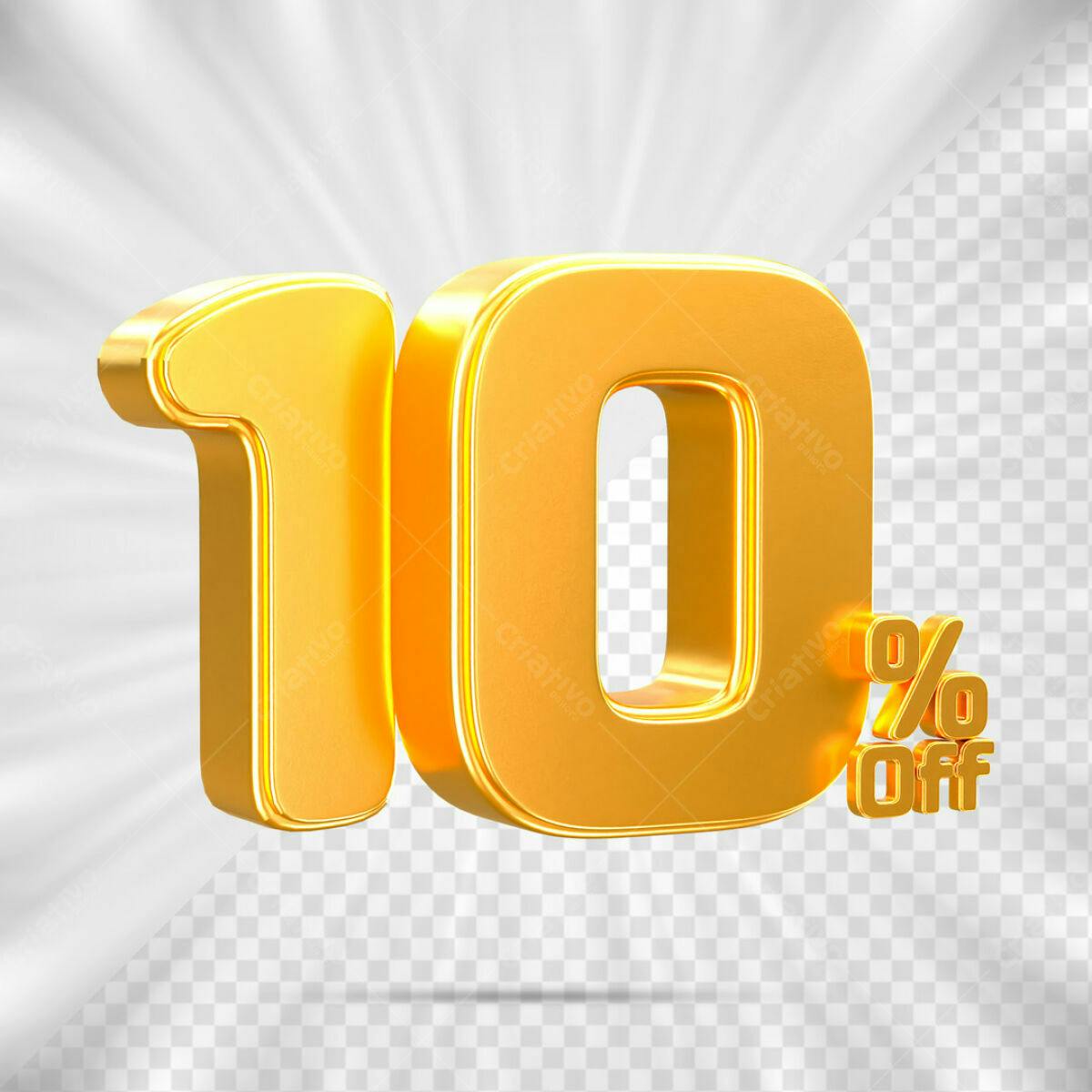 Elementos 3D para Promoção 10% Off PSD Editável