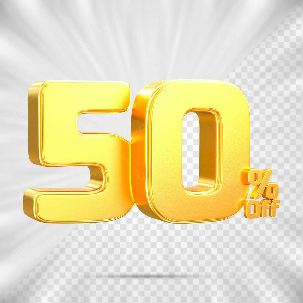 Design de Número 50% OFF Dourado PSD Editável