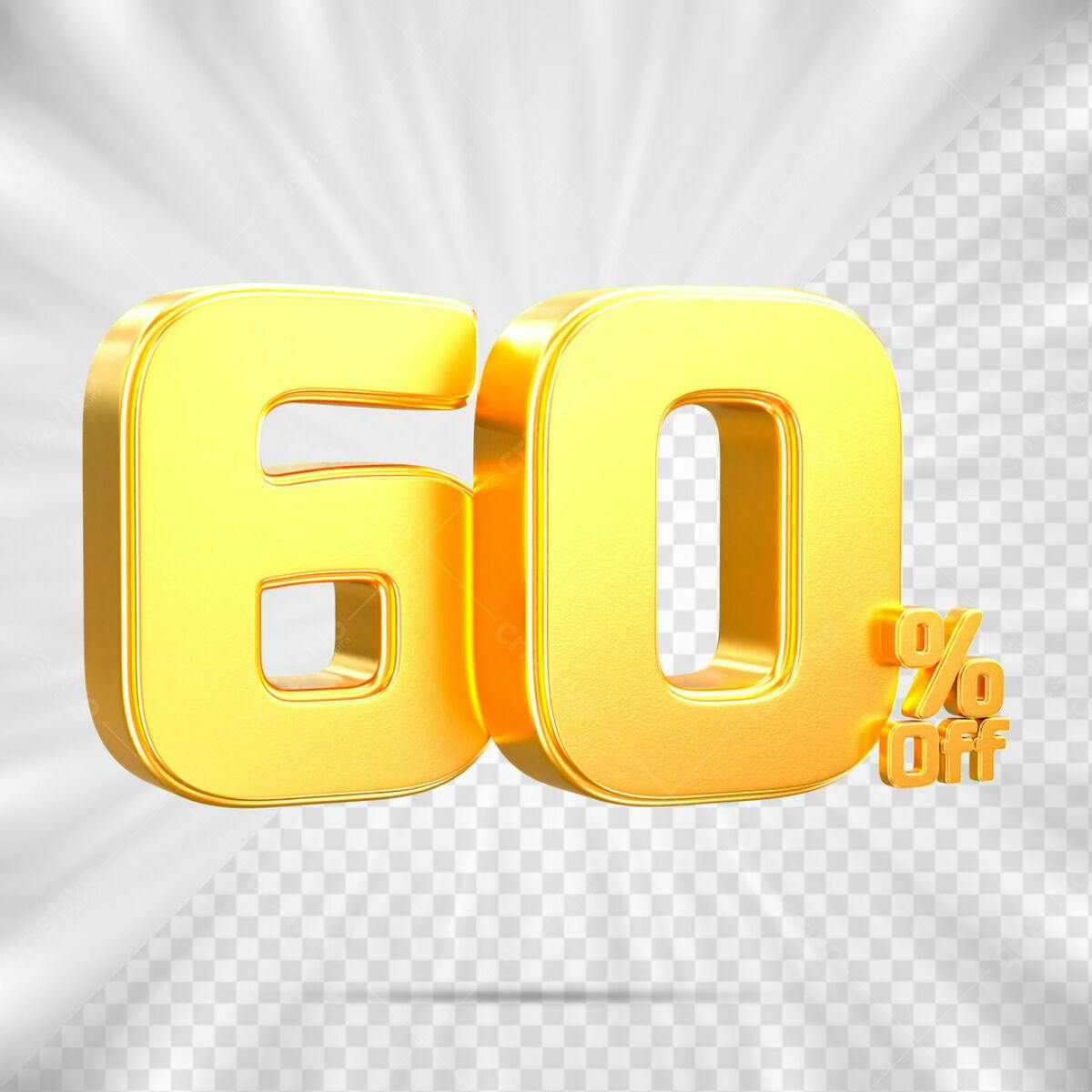 Elemento 60% Off em Ouro PSD Editável