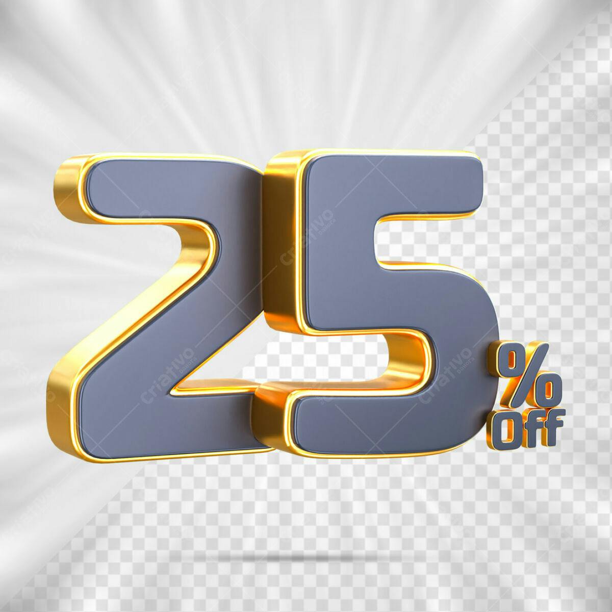 Elementos 3D para Desconto 25% PSD Editável
