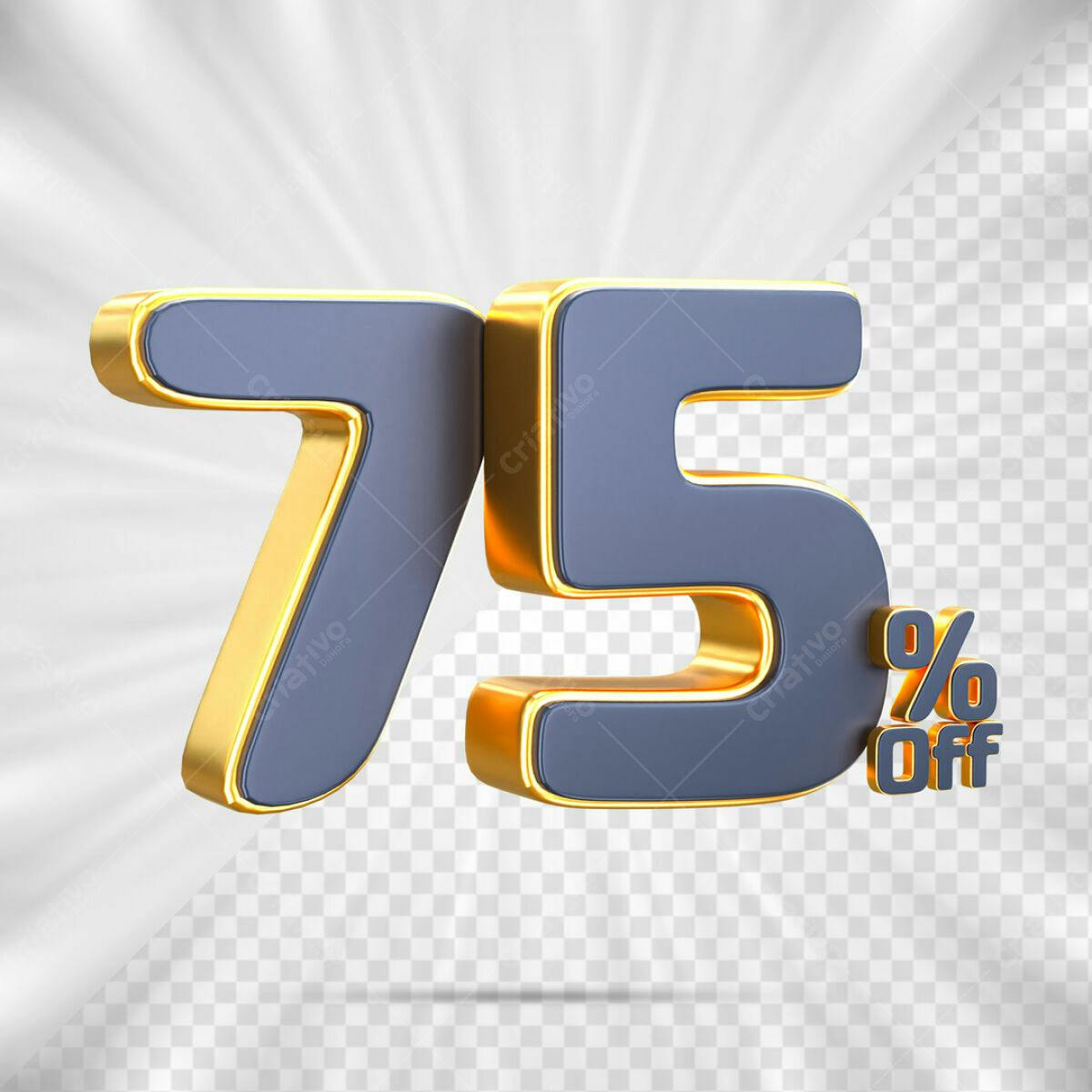 Número 75% Desconto PSD Editável