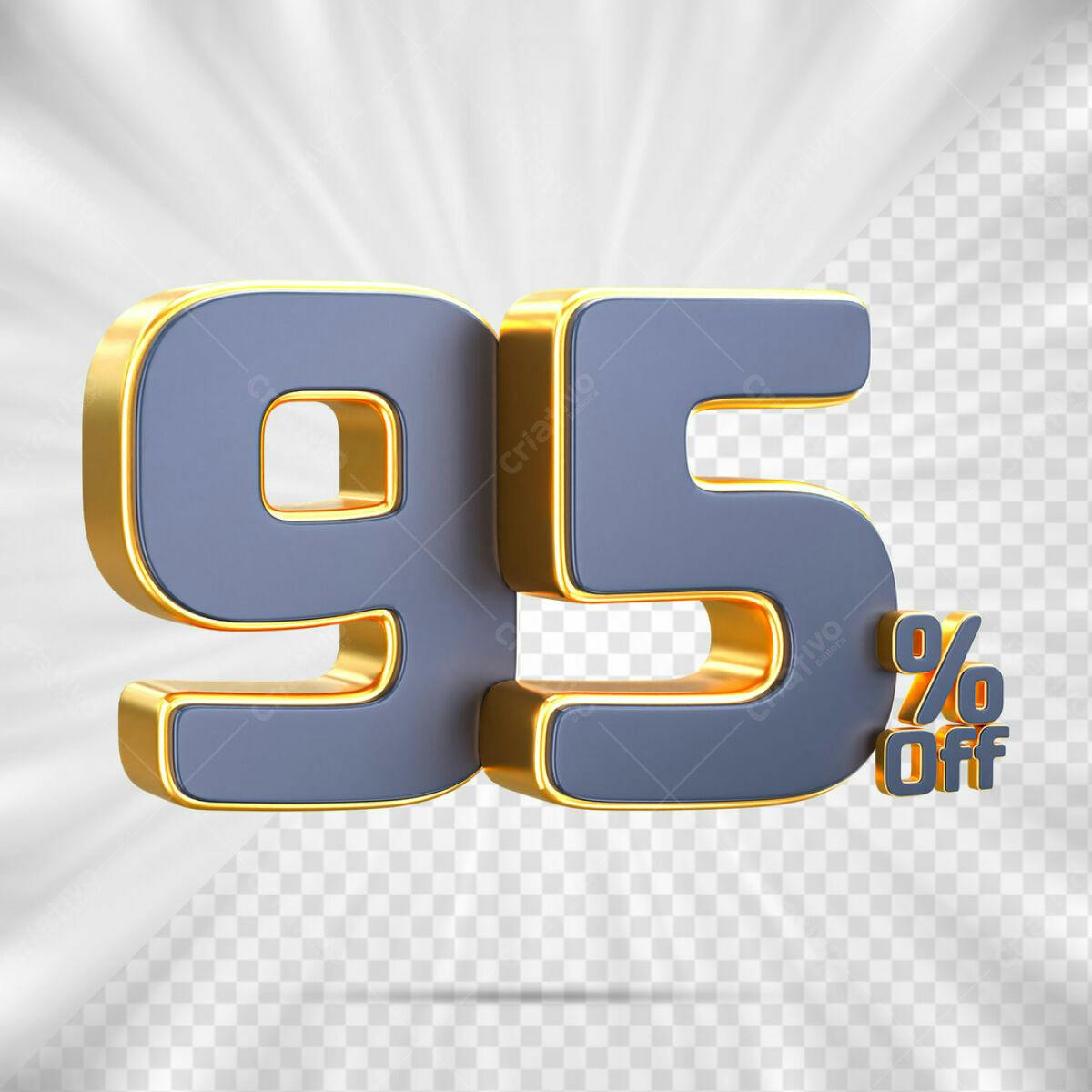 Números 95% Off PSD Editável para Promoções