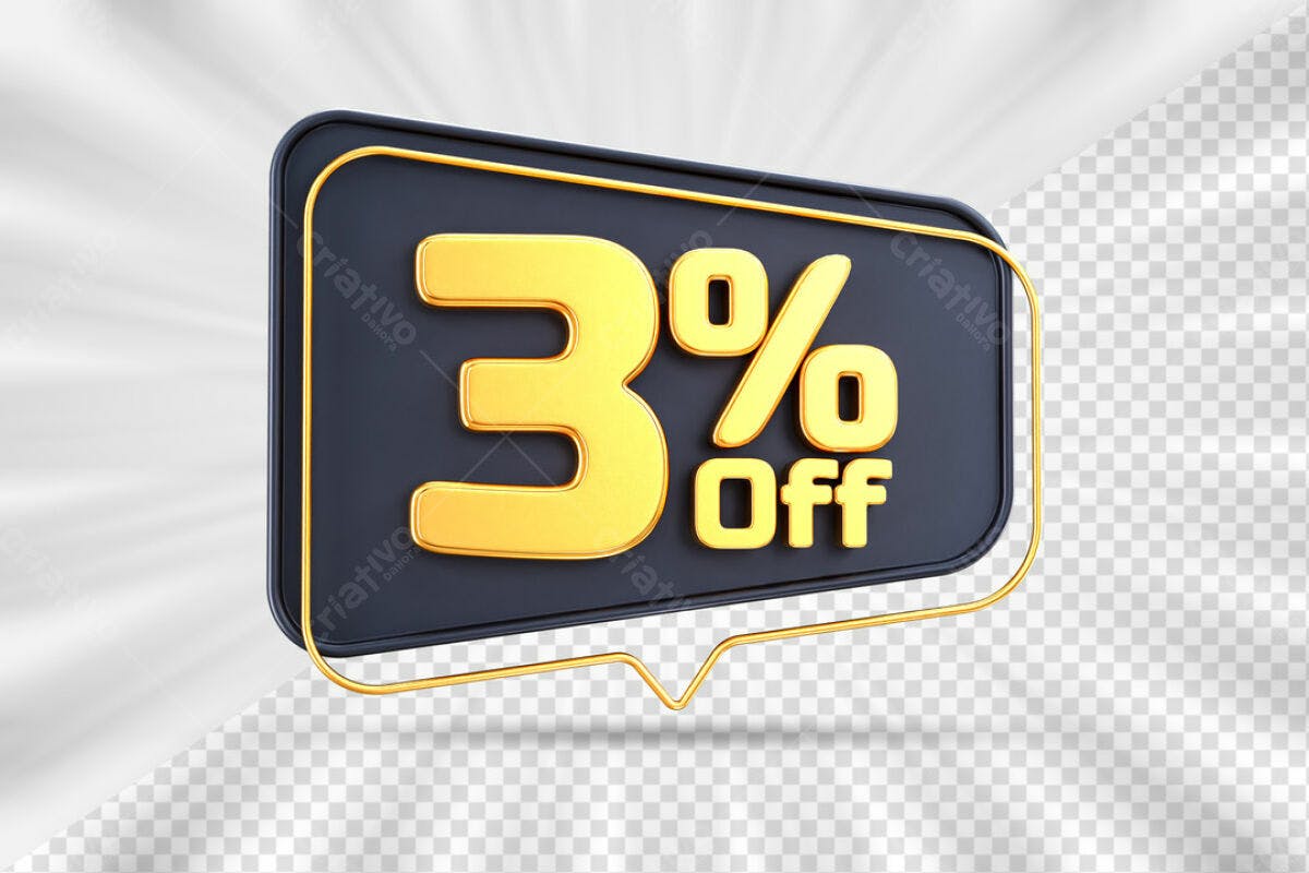 Badge 3% Off PSD Editável