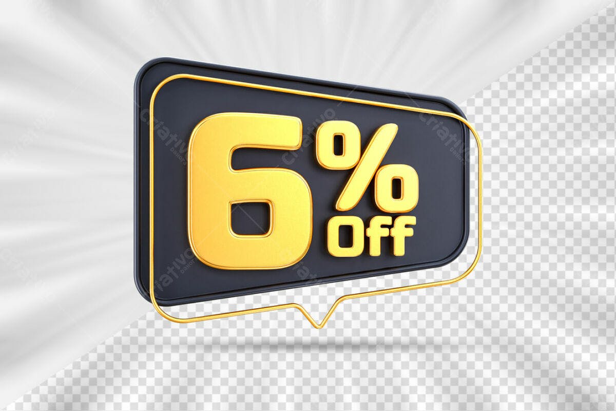 Badge 6% Off PSD Editável