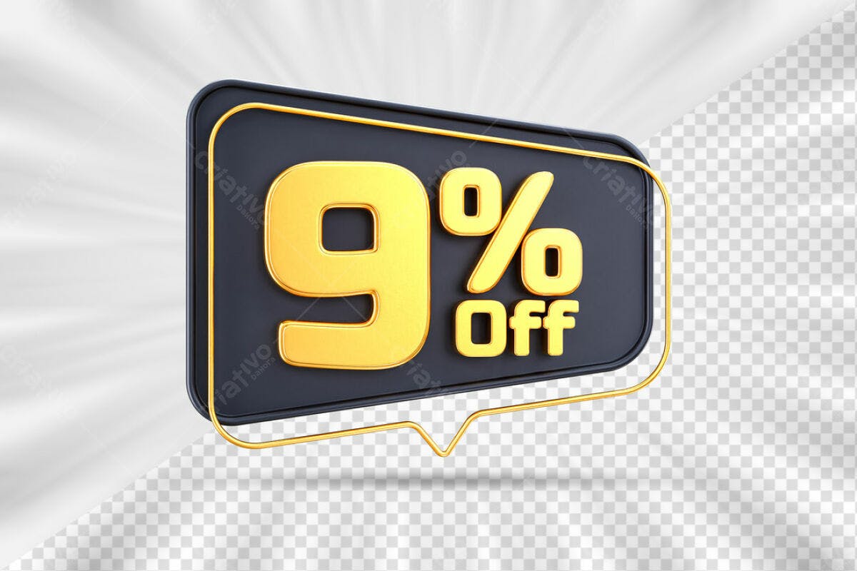 Badge 9% Off PSD Editável