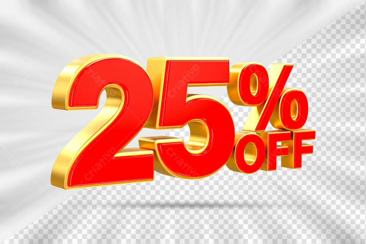 Elementos 3D para Promoção 25% OFF PSD Editável