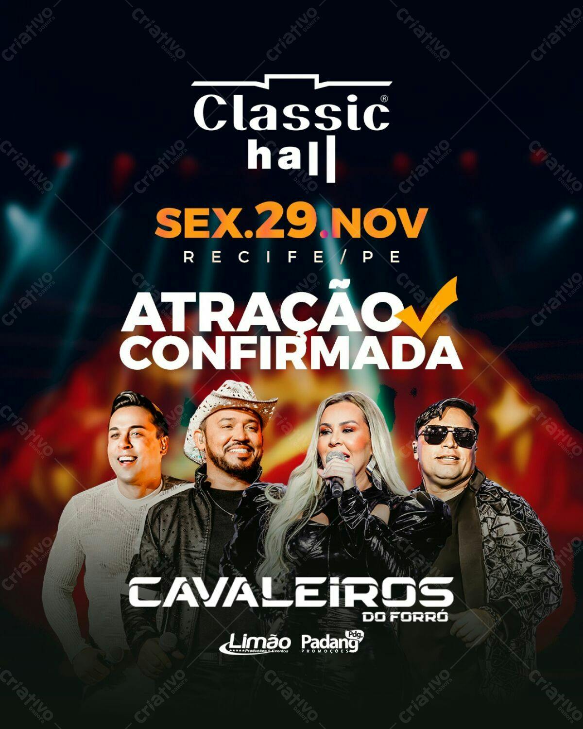 Flyer para Show Cavaleiros do Forró em Recife PSD Editável