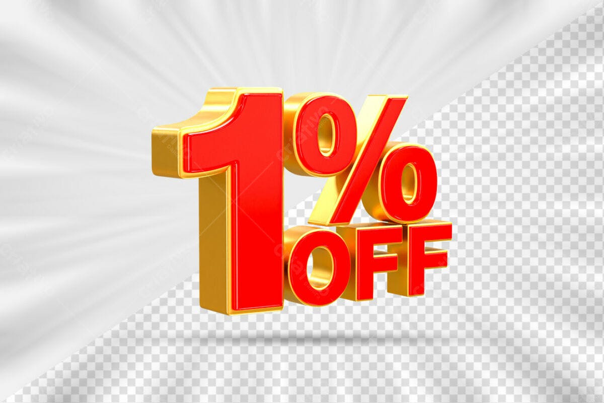 Elementos 3D para Promoção 1% OFF PSD Editável