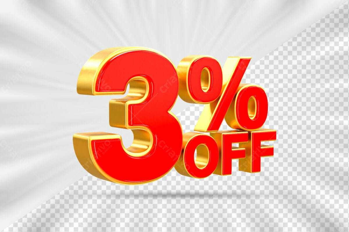 Design de Número 3% OFF PSD Editável