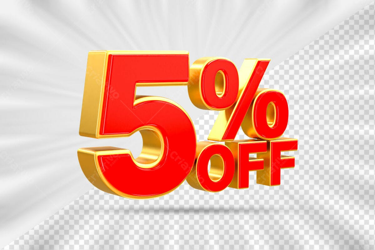 Elementos 3D para Promoção 5% OFF PSD Editável