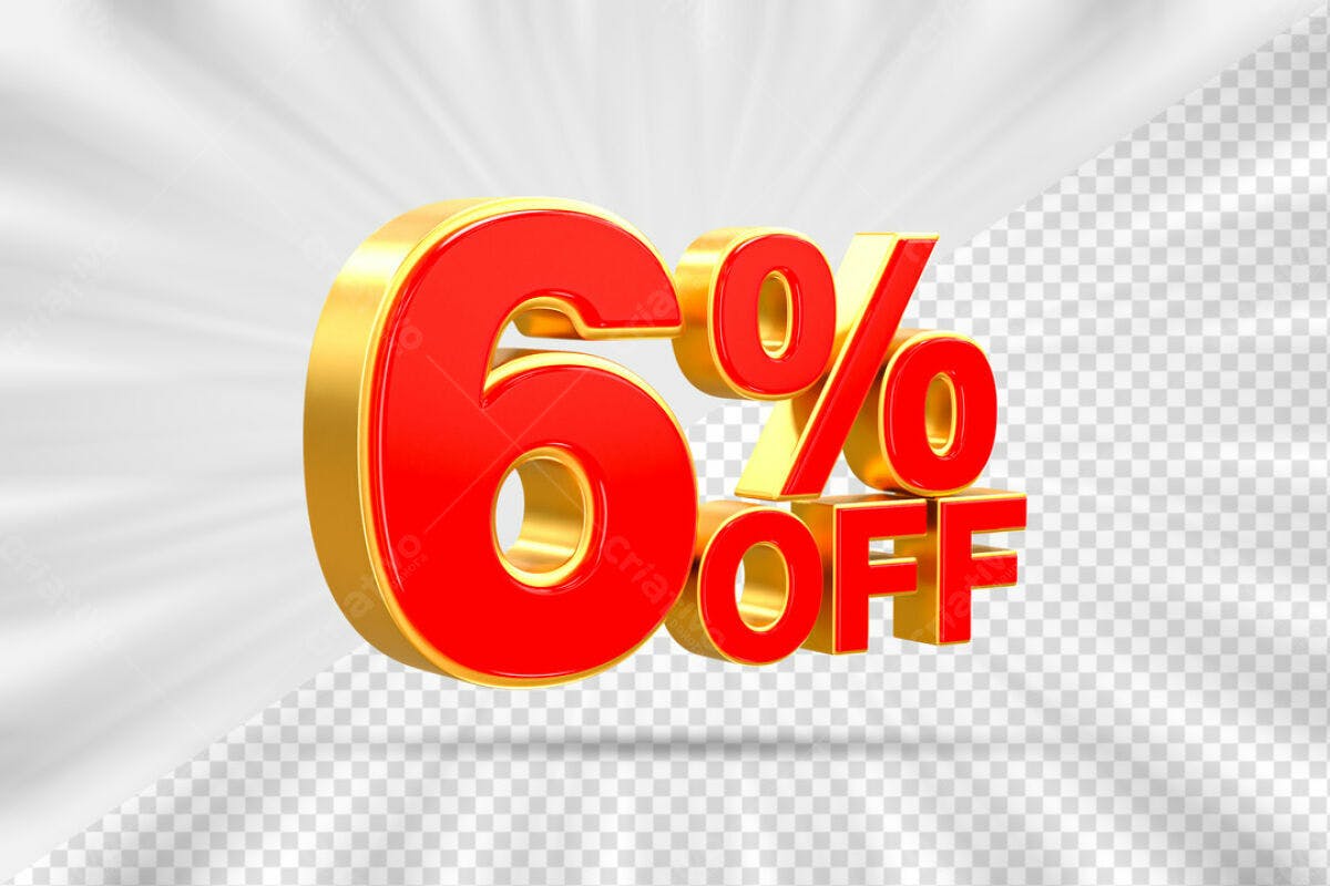 Design 6% OFF Vermelho e Dourado PSD Editável