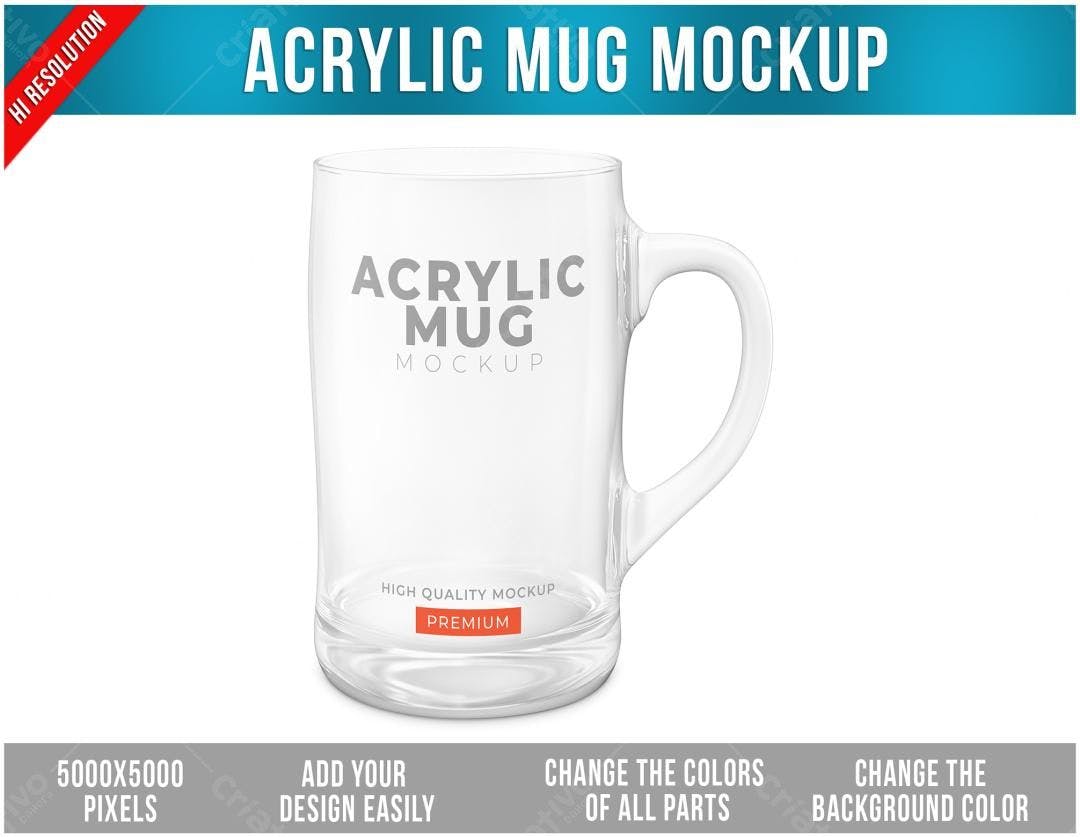 Mockup Caneca Acrílica Transparente - Design Realista