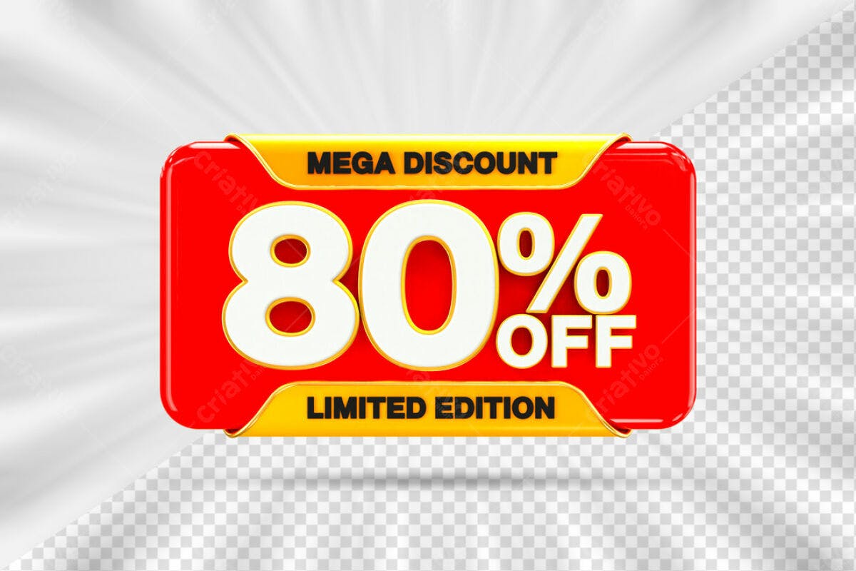 Banner Mega Desconto 80% OFF PSD Editável