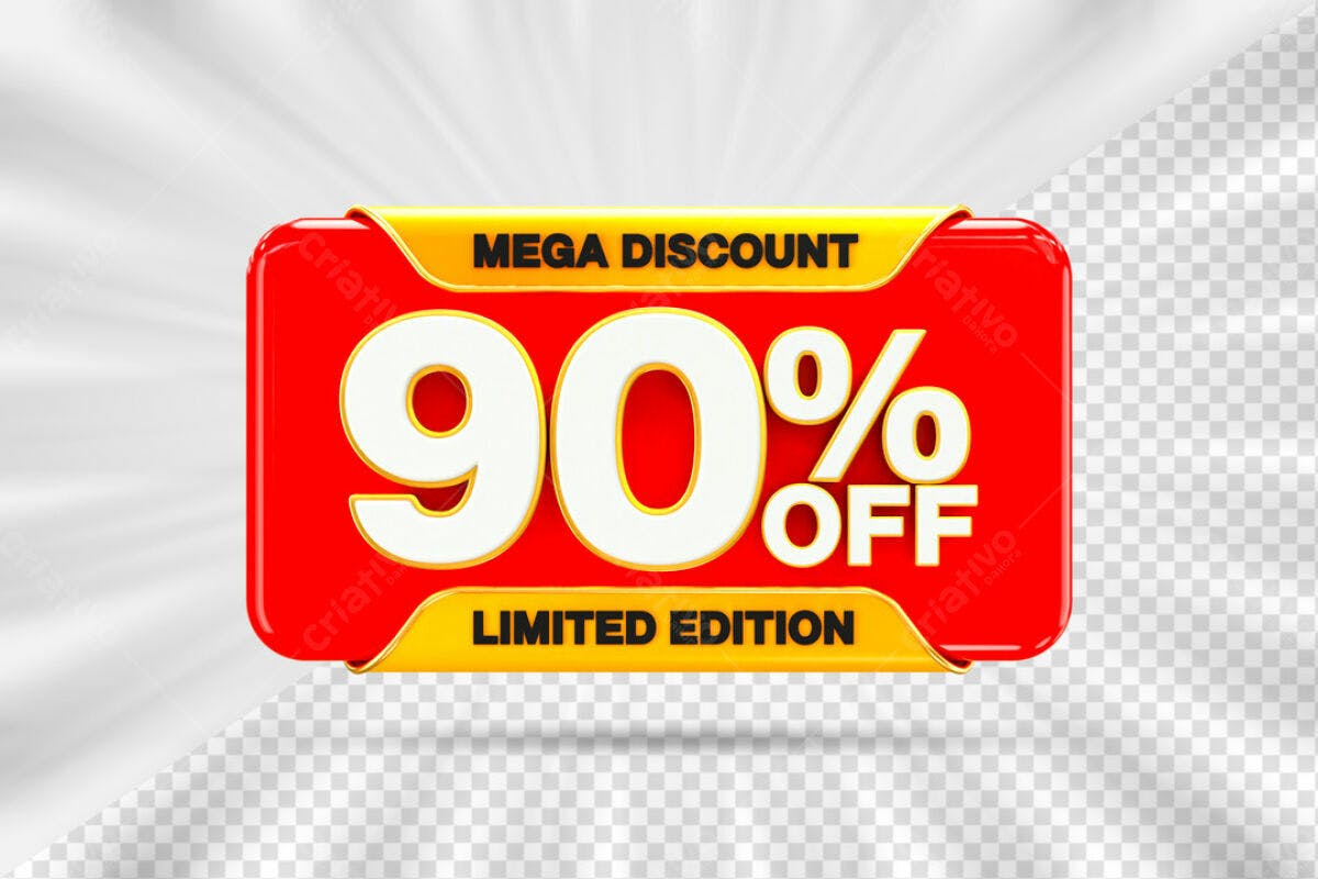 Banner Mega Desconto 90% OFF PSD Editável