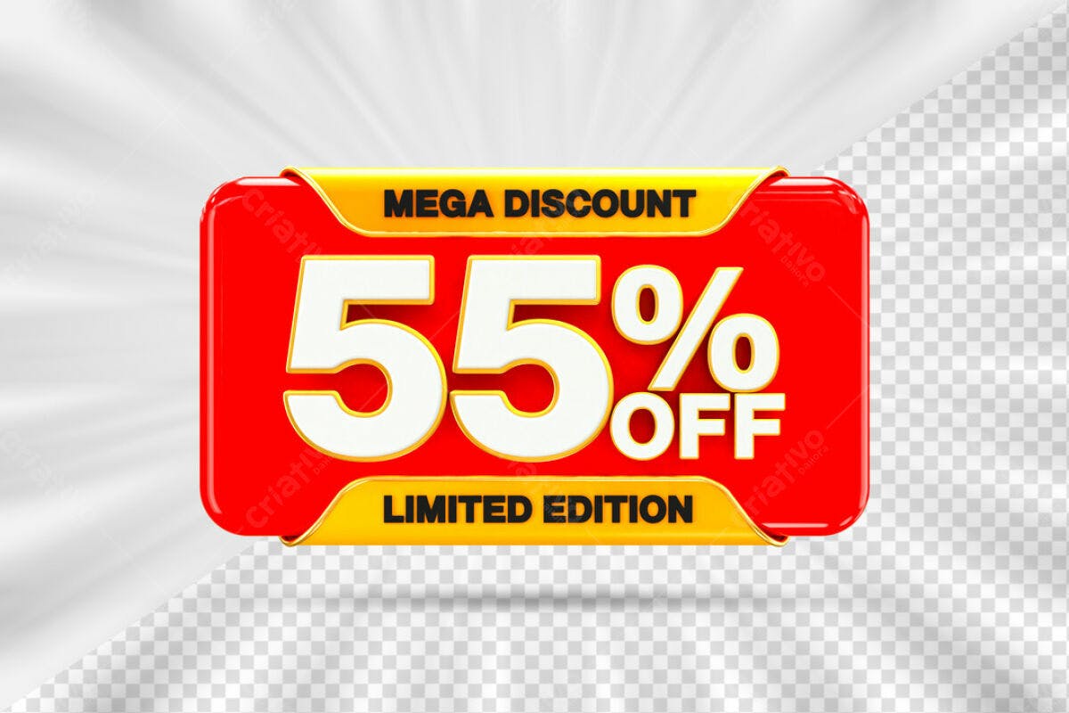 Banner Mega Desconto 55% OFF PSD Editável