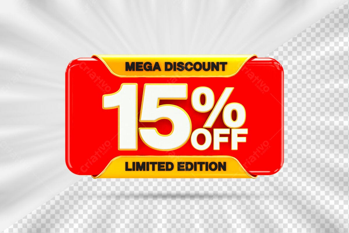 Banner 15% OFF para Promoção Limitada PSD Editável