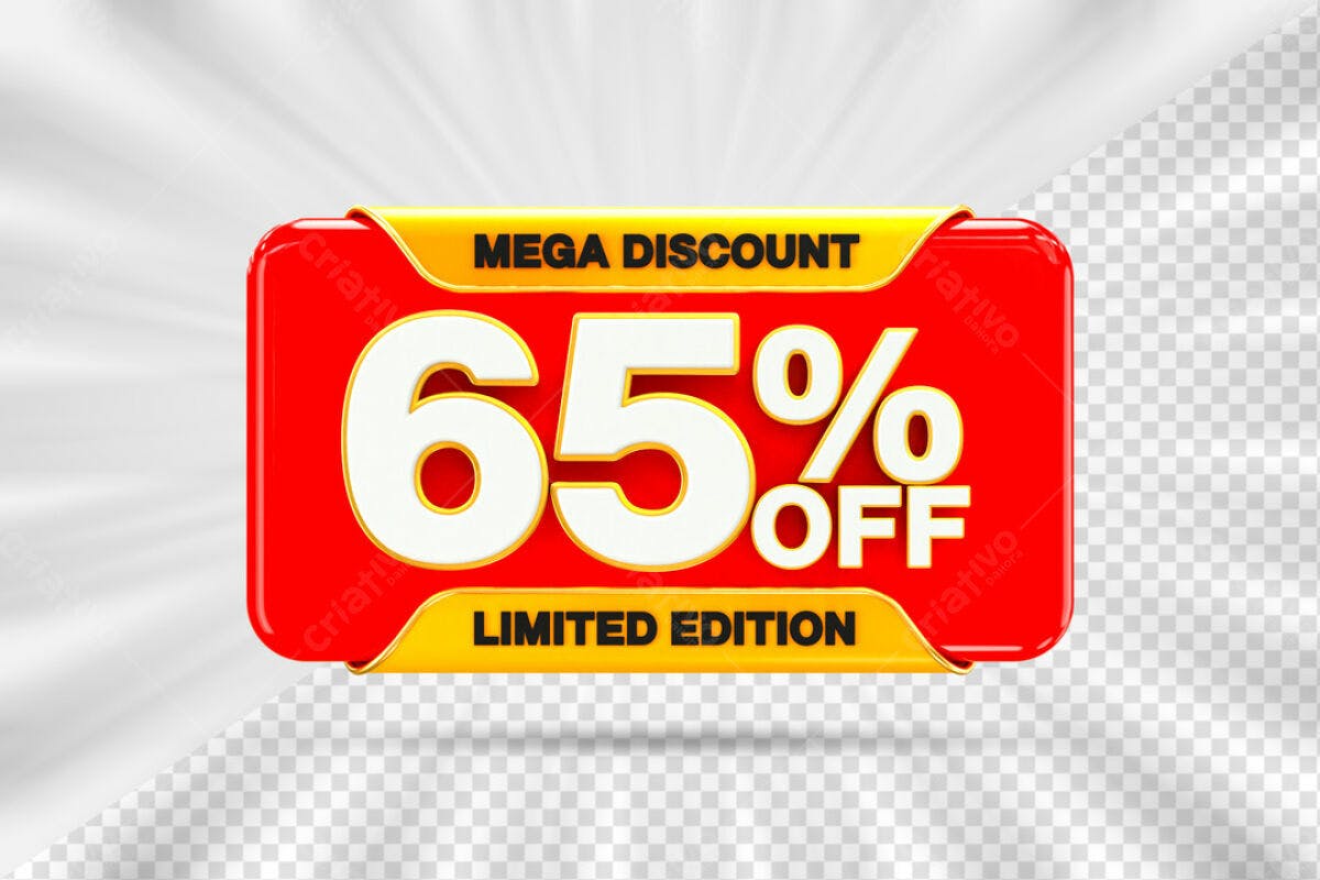 Banner Desconto 65% OFF PSD Editável