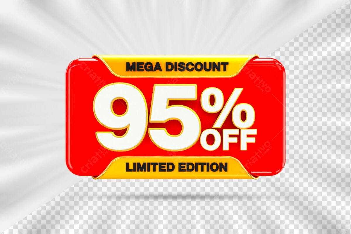 Banner Mega Desconto 95% OFF PSD Editável