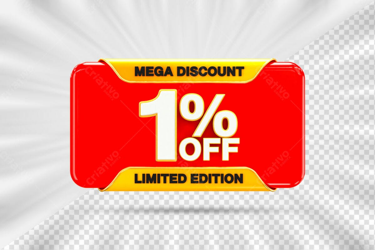 Banner Mega Desconto 1% OFF PSD Editável