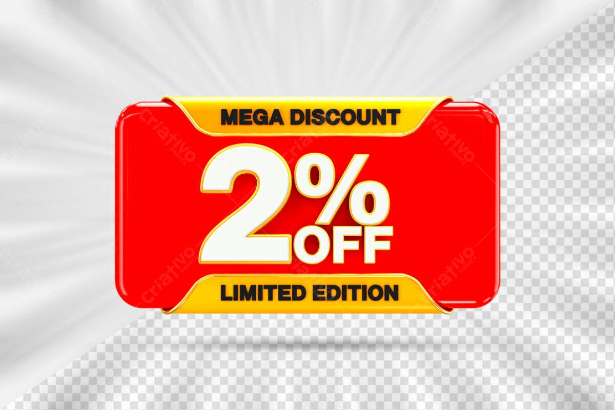 Banner Mega Desconto 2% OFF PSD Editável