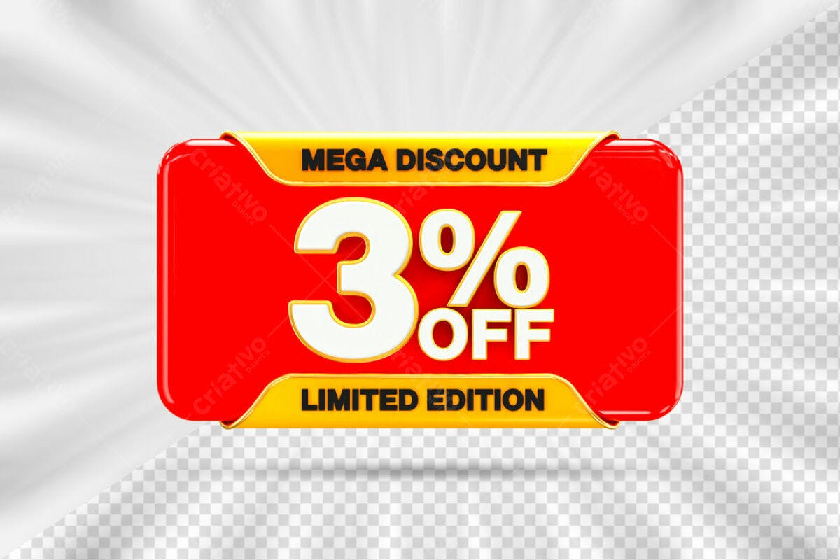 Banner Mega Desconto 3% OFF PSD Editável
