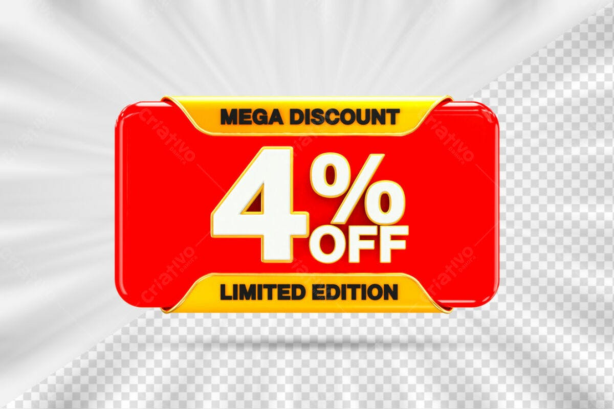 Banner Mega Desconto 4% OFF PSD Editável