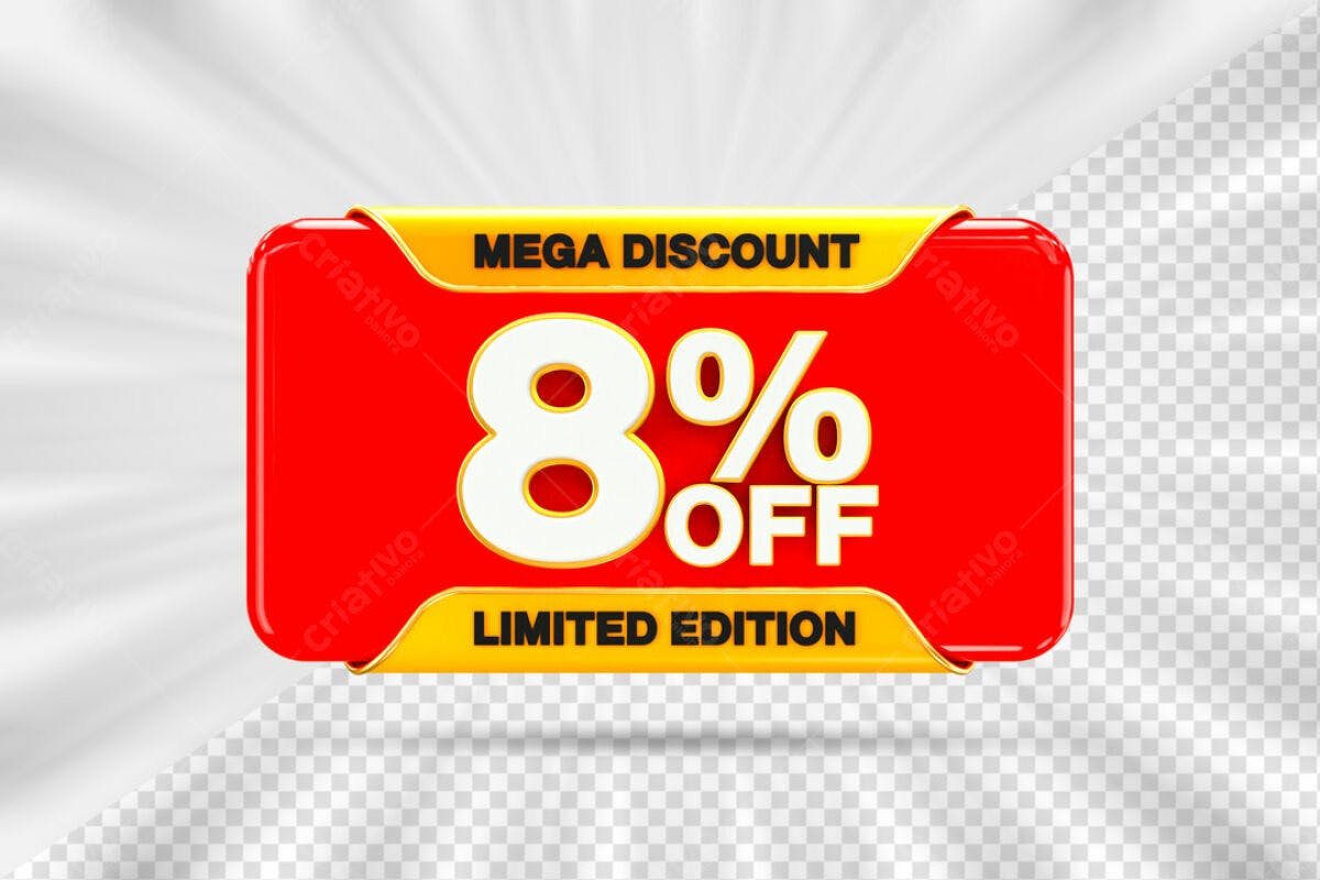 Banner Mega Desconto 8% OFF PSD Editável