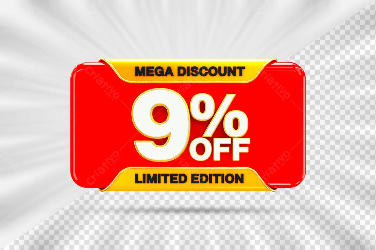 Banner Desconto 9% OFF PSD Editável