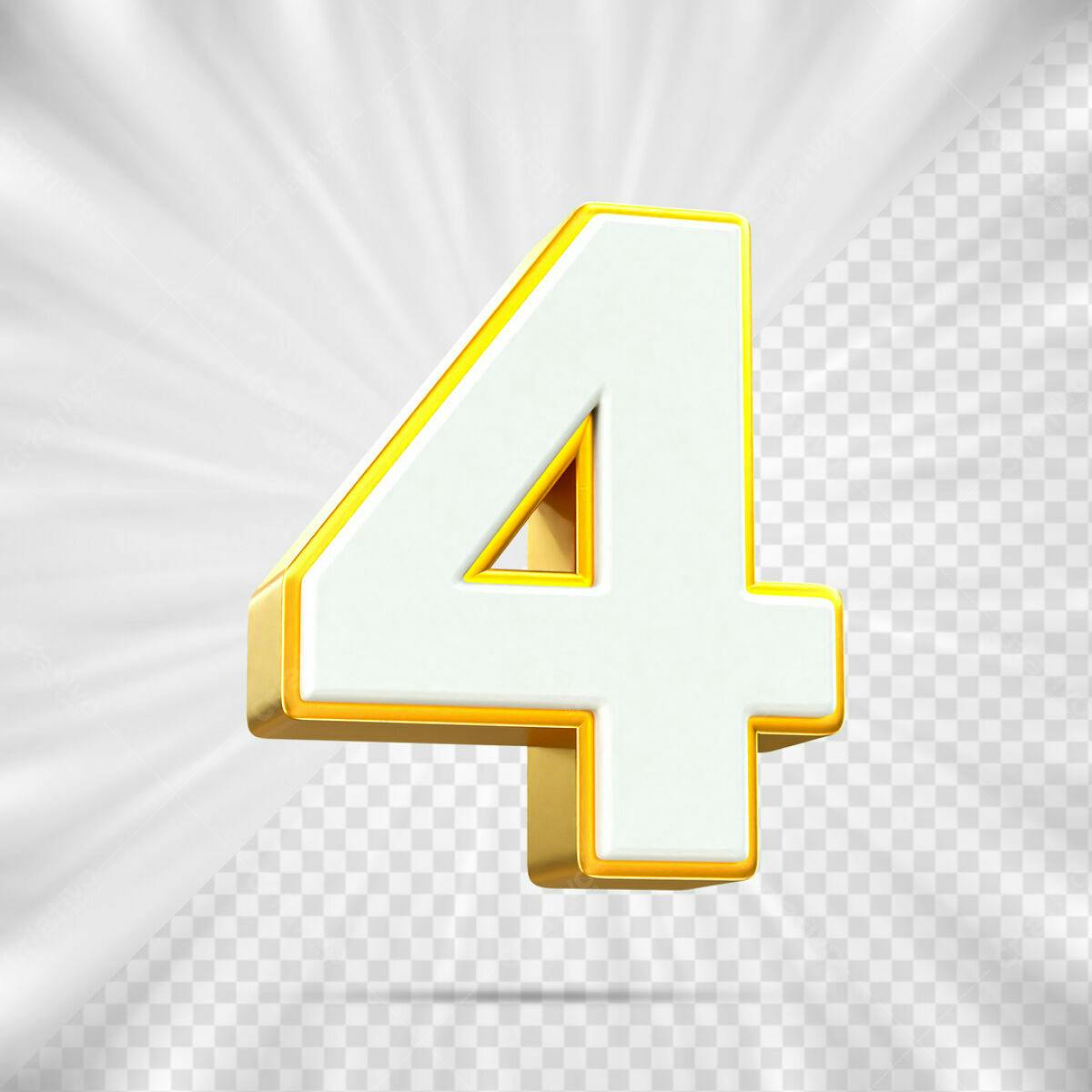 Número 4 em 3D PSD Editável