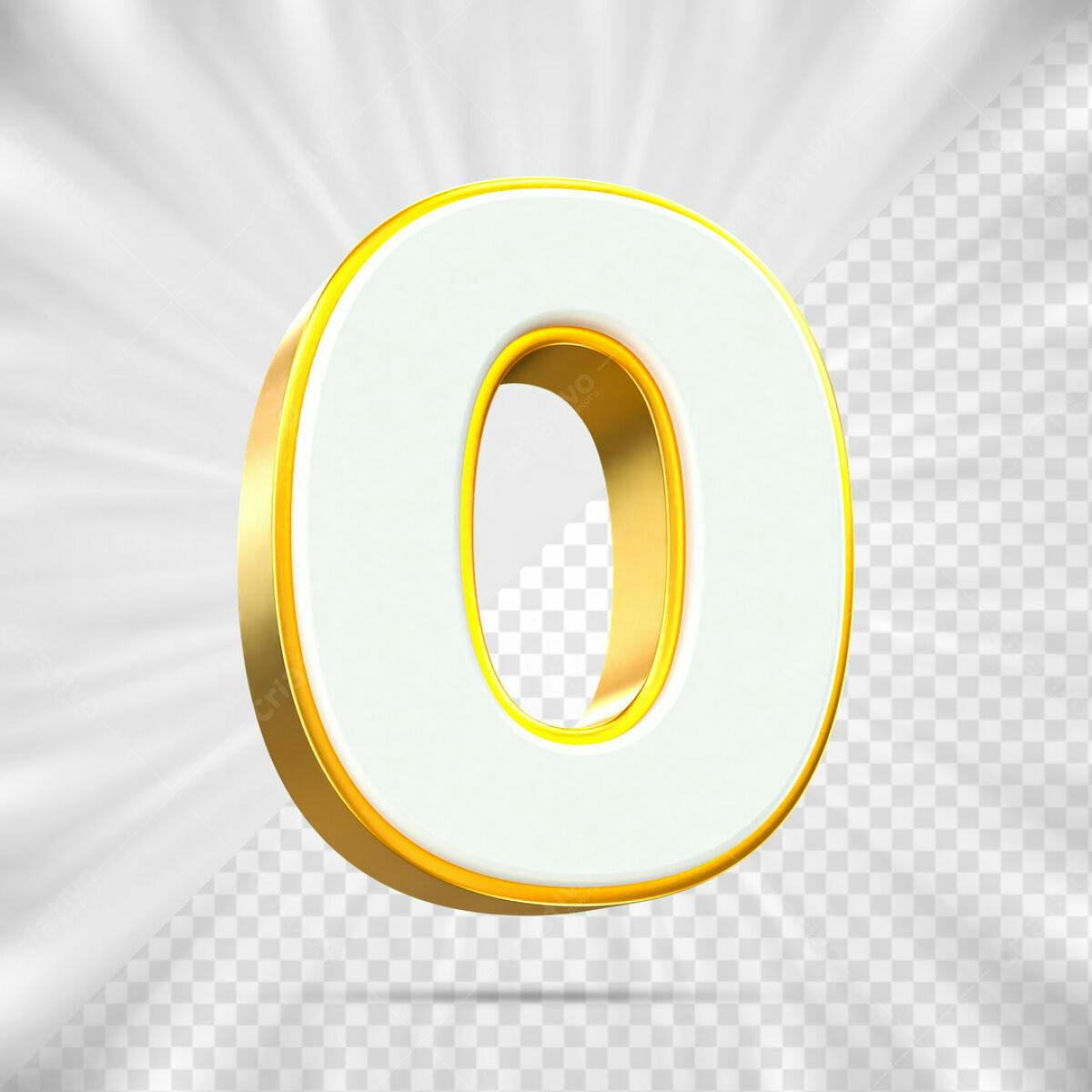 Número 0 em 3D PSD Editável